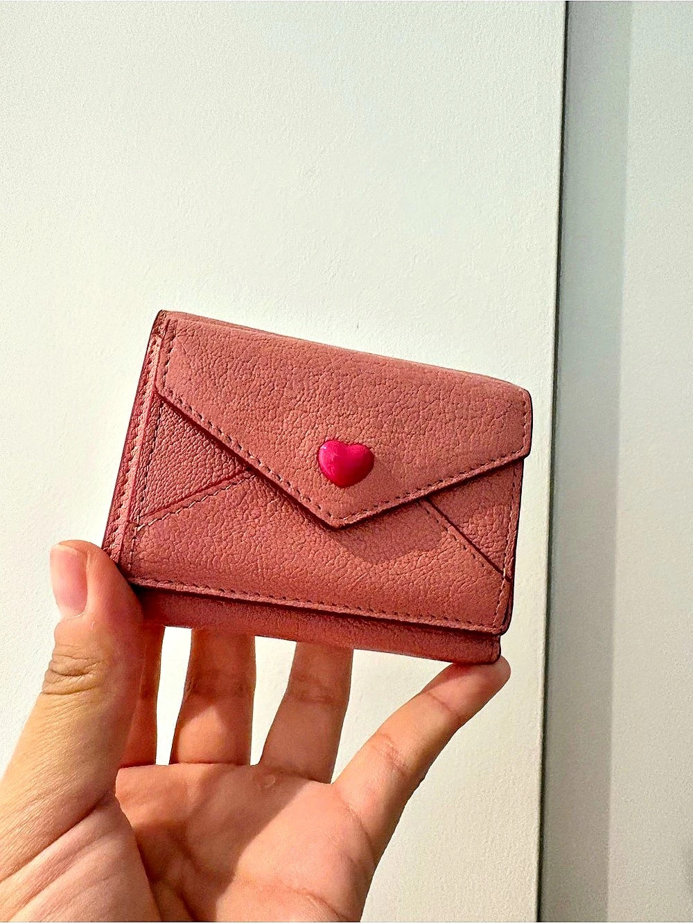 Miu Madras Love Letter Mini Envelope Wallet, Pink